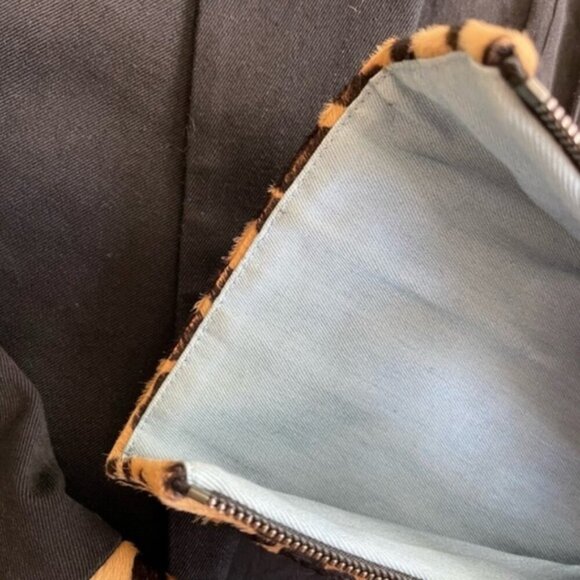 KSUBI Black Blazer Jacket Cotton lined Leather Leopard Cuff double breasted Sm - Picture 7 of 7